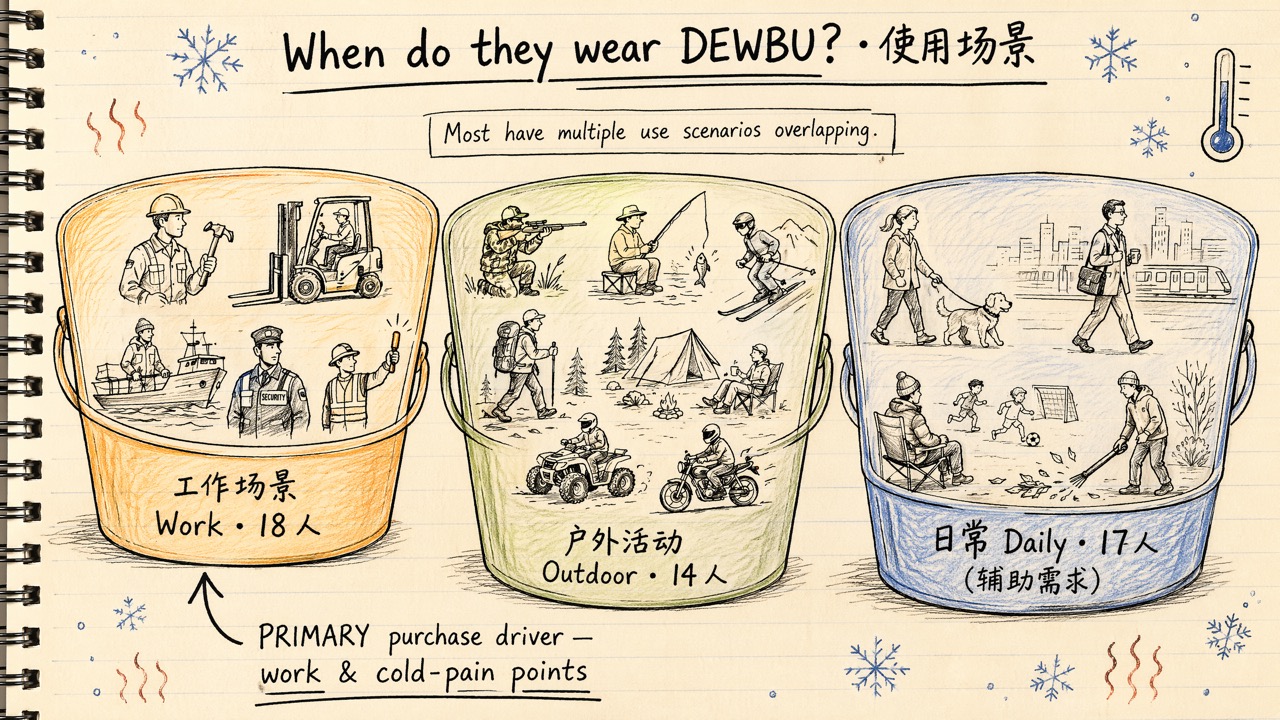 DEWBU 使用场景：工作 / 户外 / 日常三大桶